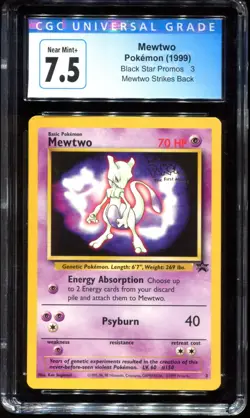 Mewtwo 3 CGC 7.5 WB First Movie Black Star Promo Pokemon Card - Image 1