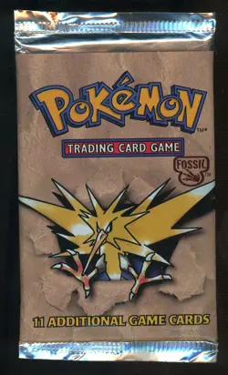 1999 Pokemon Fossil Foil Booster Pack Factory Sealed Zapdos Art - Image 1