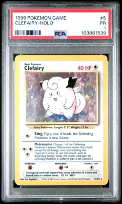 1999 Pokemon Game Clefairy Holo #5 PSA Graded - Image 1