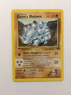 Pokemon Card Gym Challenge Blaine's Rhyhorn 65/132 Light Played - Image 1