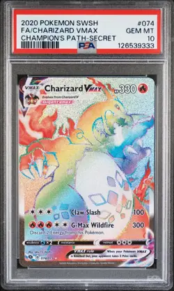 Charizard V PSA 10 Champion's Path Rainbow Rare Full Art 074/073 Pokemon Card - Image 1
