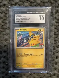 Pokemon TCG Pikachu Black Star Promo Card 190 World Championships CGC 10 - Image 3