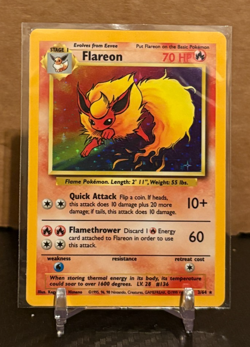 Pokemon Card Flareon 3/64 Holo Rare Jungle Set No Symbol Error - Image 1