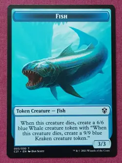 Magic The Gathering COMMANDER STRIXHAVEN 2021 C21 BEAST FISH token card MTG - Image 2
