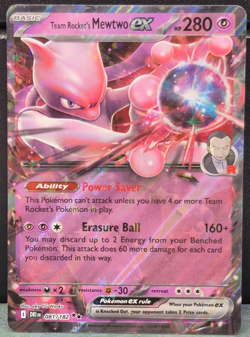 Team Rocket's Mewtwo ex 081/182 Double Rare Holo Destined Rivals Pokemon Card NM - Image 1