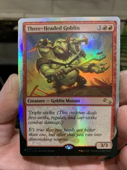 Three-Headed Goblin Foil MTG Magic the Gathering Card NM Near Mint UST - Image 1