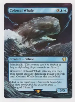 Altered Colossal Whale LP WOTC MTG Magic Hand Painted Unique Extended Art Rare - Image 1
