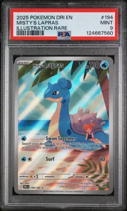 2025 POKEMON DRI EN-DESTINED RIVALS ILLUSTRATION RARE #194 MISTY'S LAPRAS PSA 9 - Image 1