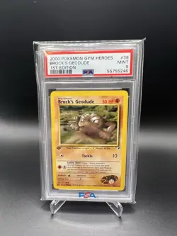 2000 Pokemon GYM HEROES 1st edition BROCK'S GEODUDE #38 PSA 9 MINT - Image 1