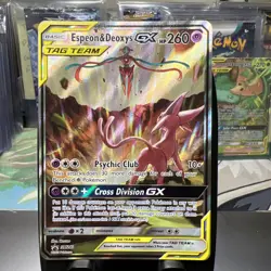 Pokemon TCG Espeon & Deoxys GX Ultra Rare Tag Team SM240 Holo Promo - Image 1
