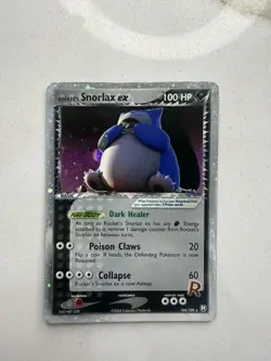2004 Pokemon EX Team Rocket Returns Rocket's Snorlax EX Holo Foil 104/109 ARM* - Image 3