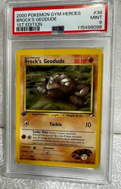 2000 Pokemon GYM HEROES 1st edition BROCK'S GEODUDE #38 PSA 9-MINT - Image 1