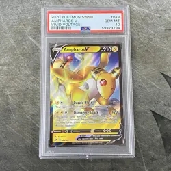 2020 Pokemon SWSH Ampharos V Vivid Voltage #049/185 PSA Gem Mint 10 Graded - Image 1