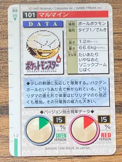 Pokemon Carddass Card Electrode No.101 Bandai Pocket Monsters Green ver. 1996 - Image 2