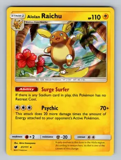 Alolan Raichu - 31/111 Holo Rare SM - Crimson Invasion - LP - NM Pokemon TCG - Image 1