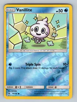 Vanillite 33/145 Reverse Holo SM - Guardians Rising NM - LP Pokemon TCG - Image 1