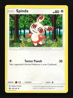 Spinda 102/149 LP Sun & Moon English Pokemon Card TCG - Image 1