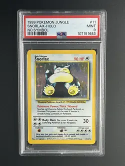 1999 Pokemon Jungle Snorlax Holo Card PSA 9 Mint No Symbol - Image 1