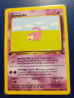 Pokemon TCG Slowpoke Fossil 55 Regular 1st Edition Common LP-NM - Image 1