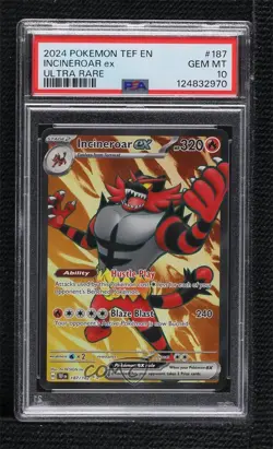 Incineroar ex Ultra Rare Pokemon Scarlet & Violet: Temporal Forces TEF PSA 10 - Image 1