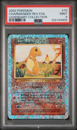 2002 POKEMON LEGENDARY COLLECTION #70 CHARMANDER-REVERSE FOIL PSA 9 - Image 1