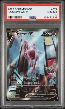 2022 POKEMON GO #072 FULL ART/MEWTWO V PSA 10 - Image 1