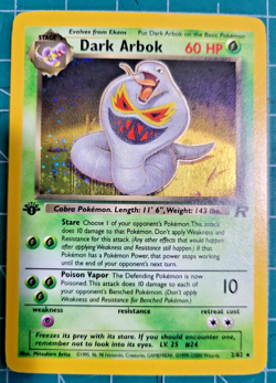 2000 Pokemon Team Rocket 1st Edition #2 Dark Arbok HOLO Rare Error 1999-23000 - Image 1