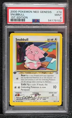 Snubbull 1st Ed. Pokemon Neo Genesis PSA 9 MINT 2000 - Image 1