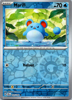 Marill - 033/142 SV: Stellar Crown REVERSE Holo Common Pokemon - NM/MINT - Image 1