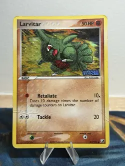 Larvitar 61/115 Reverse Stamped Holo EX Unseen Forces Set Pokemon Card HP - Image 1