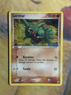 Larvitar 61/115 Reverse Stamped Holo EX Unseen Forces Set Pokemon Card HP - Image 2