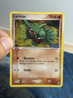 Larvitar 61/115 Reverse Stamped Holo EX Unseen Forces Set Pokemon Card HP - Image 3
