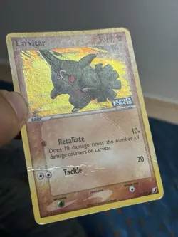 Larvitar 61/115 Reverse Stamped Holo EX Unseen Forces Set Pokemon Card HP - Image 4