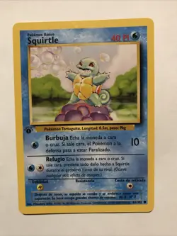 Pokemon TCG Squirtle Base Set 63/102 Regular 1st Edition Common Spanish Card - Image 1