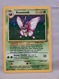 Pokemon 1999 Venomoth #13/64 Jungle baseset No Symbol Error Holo Raw Card - Image 1