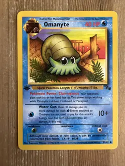 Omanyte 1st Edition 52/62 Common - Fossil Set - WOTC TCG Pokemon Card - LP - Image 1