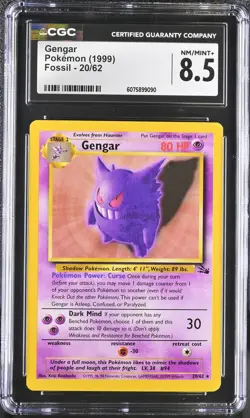 CGC 8.5 Gengar 1999 Fossil 20/62 Pokemon Card - Image 1