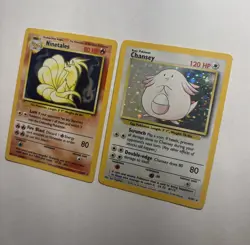 ??1999 WOTC Pokemon Card TCG Base Set Holo Lot Chansey 3/102 + Ninetales 12/102 - Image 3