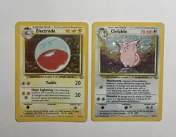 1999 WOTC Pokemon Card Jungle Holo Lot Clefable 1/64 + Electrode 2/64 Original! - Image 1