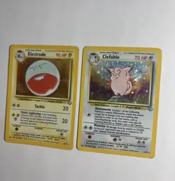 1999 WOTC Pokemon Card Jungle Holo Lot Clefable 1/64 + Electrode 2/64 Original! - Image 3