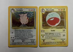 1999 WOTC Pokemon Card Holo Lot w/ Clefable 1/64 + Electrode 2/64 Original LP NM - Image 1