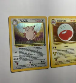 1999 WOTC Pokemon Card Holo Lot w/ Clefable 1/64 + Electrode 2/64 Original LP NM - Image 2