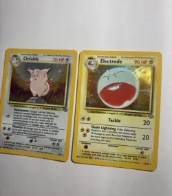 1999 WOTC Pokemon Card Holo Lot w/ Clefable 1/64 + Electrode 2/64 Original LP NM - Image 3