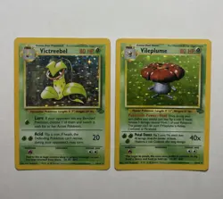 ??1999 WOTC Pokemon Card TCG Jungle Holo Lot Vileplume 15/64 + Victreebel 14/64 - Image 1