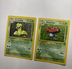??1999 WOTC Pokemon Card TCG Jungle Holo Lot Vileplume 15/64 + Victreebel 14/64 - Image 3