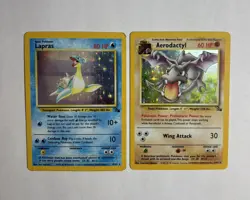 1999 Fossil Holo Lot - Lapras 10/62 + Aerodactyl 1/62 - WOTC Pokemon Card TCG LP - Image 1