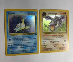 1999 Fossil Holo Lot - Lapras 10/62 + Aerodactyl 1/62 - WOTC Pokemon Card TCG LP - Image 4