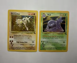 ??1999 Fossil Holo Lot Muk #13/62 + Hitmonlee #7/62 - 1999 WOTC Pokemon Card TCG - Image 1