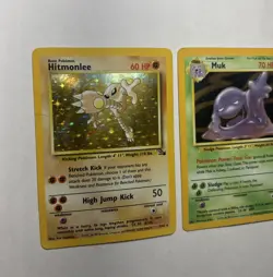 ??1999 Fossil Holo Lot Muk #13/62 + Hitmonlee #7/62 - 1999 WOTC Pokemon Card TCG - Image 2
