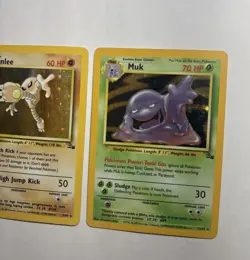 ??1999 Fossil Holo Lot Muk #13/62 + Hitmonlee #7/62 - 1999 WOTC Pokemon Card TCG - Image 3